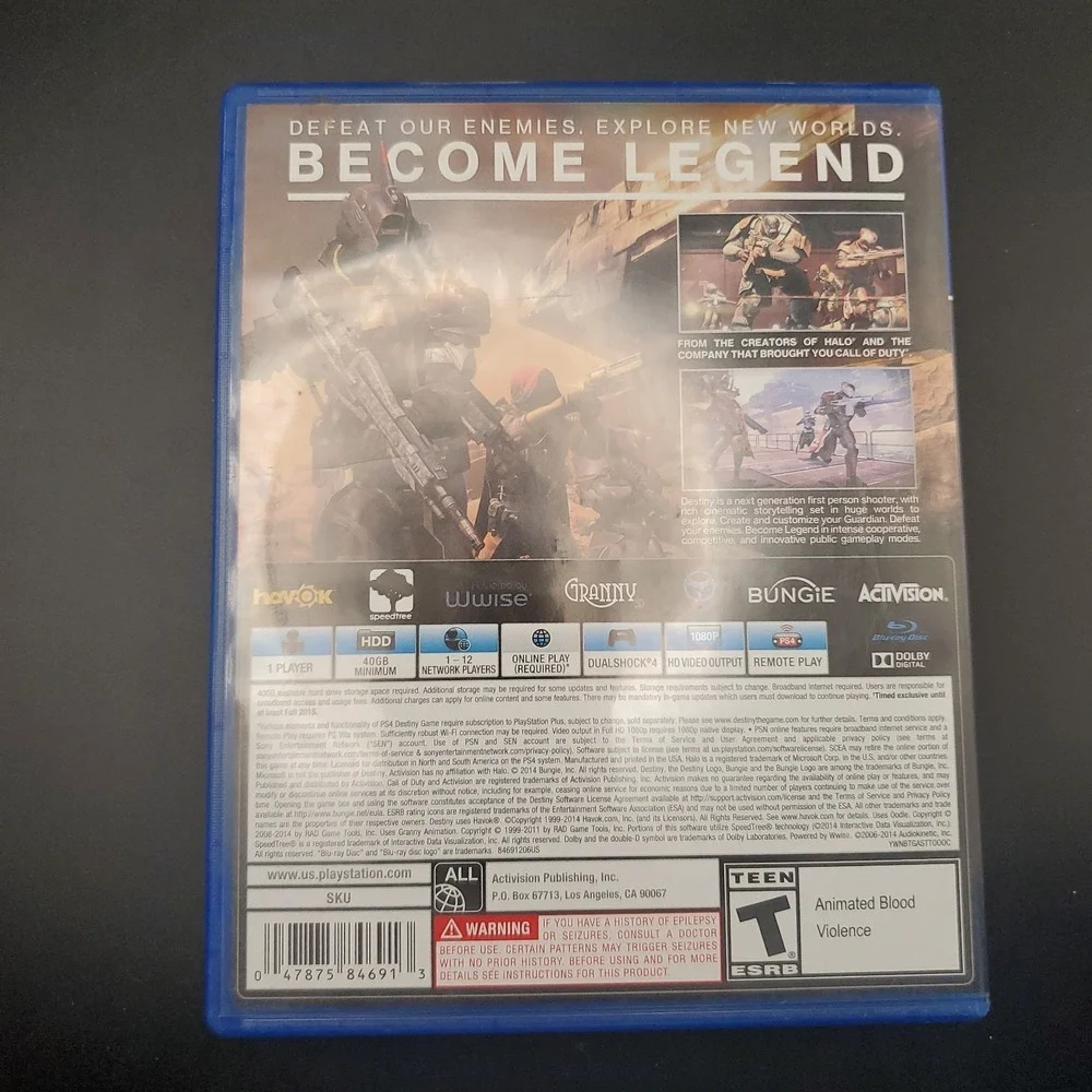 Destiny (Sony PlayStation 4, 2014) Complete With Insert